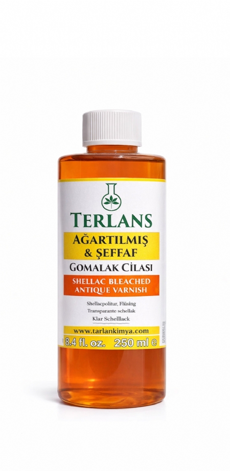 Terlans Şeffaf Ağartılmış Gomalak 250 ml | Renksiz Doğal Ahşap Cilası ve Parlatıcı