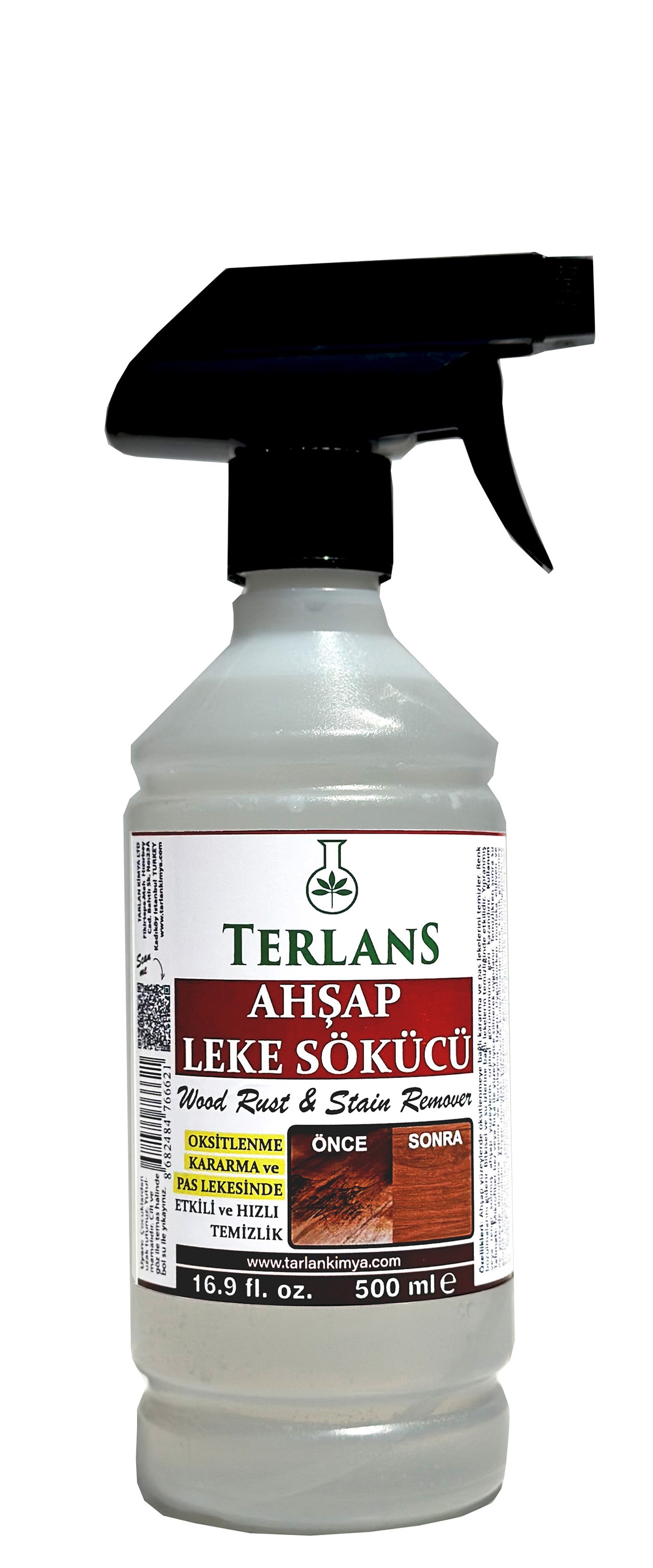 Terlans Ahşap Leke Sökücü 500 ml | Oksitlenme, Kararma ve Pas Lekesi Temizleyici 